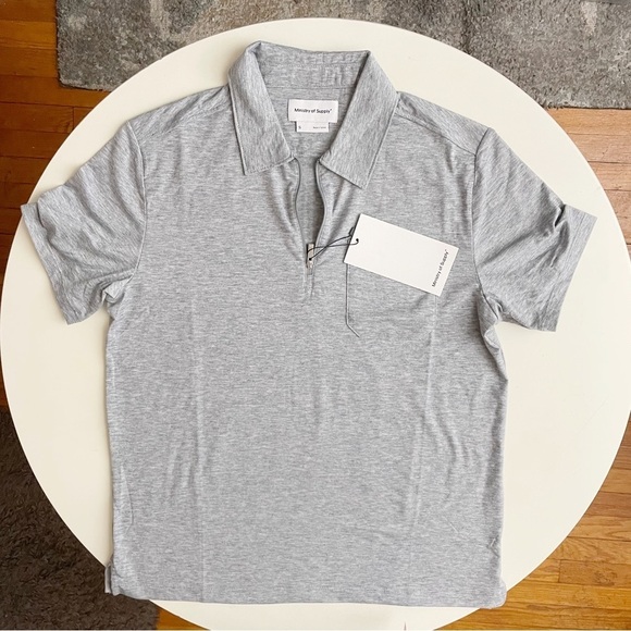 Ministry of Supply Men's Composite Merino Zip Polo Gray Size Small New Stretch - Picture 2 of 9